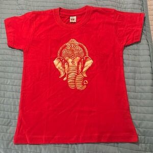 Unisex Red Ganesh print Kids T-Shirt Made in Nepal